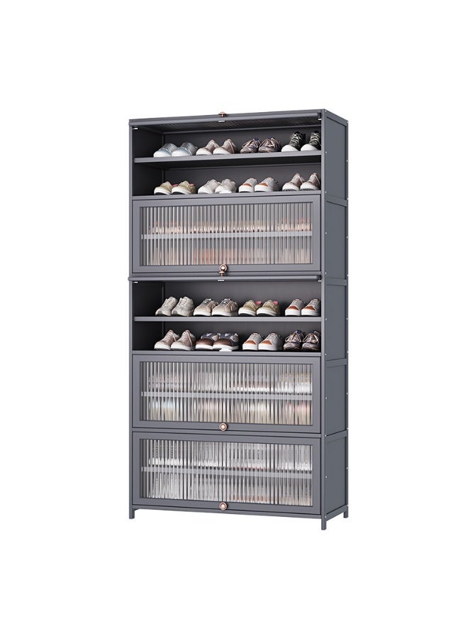 Forthcan Shoe Rack Cabinet, Large Capacity Shoe Storage Organizer, Space-Saving Entryway & Hallway Shoe Shelf, Modern Design, Easy Assembly (80 × 32 × 172 cm, Grey) - Image 1